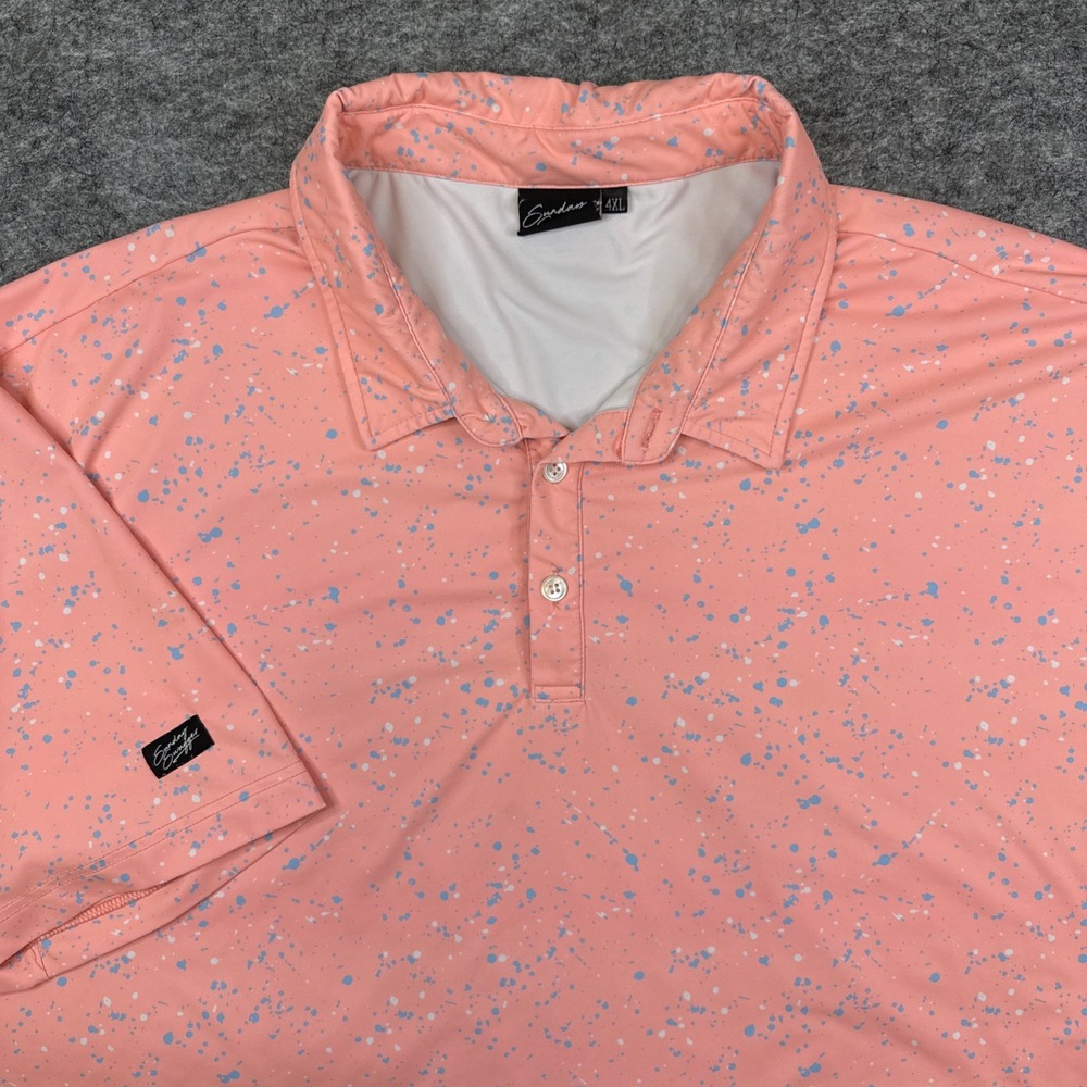 Sunday Swagger polo men's 4XL peach splatter golf 4 way stretch breathable UPF